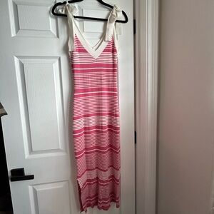 Pink stripe bodycon midi dress XS